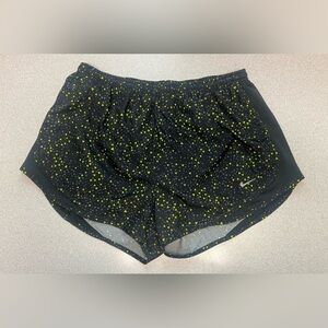 Women's Nike Tempo Dri-Fit Gray Green Printed Running Shorts Lined Size Large